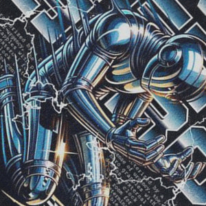 Robot print sleeveless t-shirt cybperpunk cartoon surfer vest retro cartoon slogan tank top in acid wash black