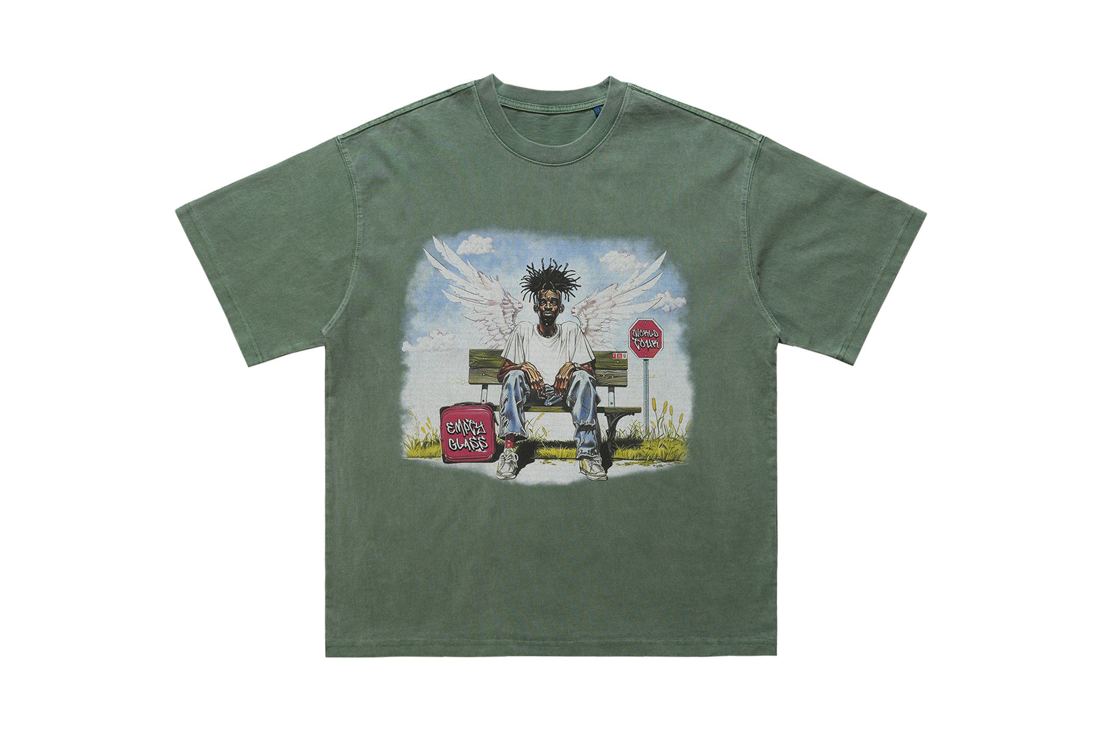 Dead rapper t-shirt hip-hop tee angel print top in green