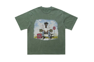 Dead rapper t-shirt hip-hop tee angel print top in grey