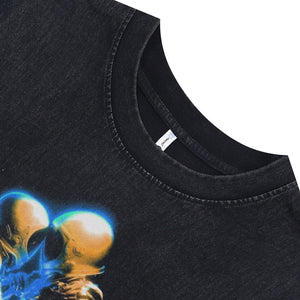 Cosmic slogan sleeveless t-shirt psychedelic astronaut poster surfer vest spaceman tank top in acid wash black