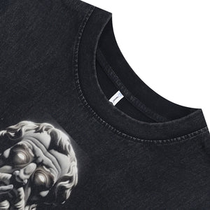 Silence slogan sleeveless t-shirt Greek god surfer vest retro ancient poster tank top in acid wash black