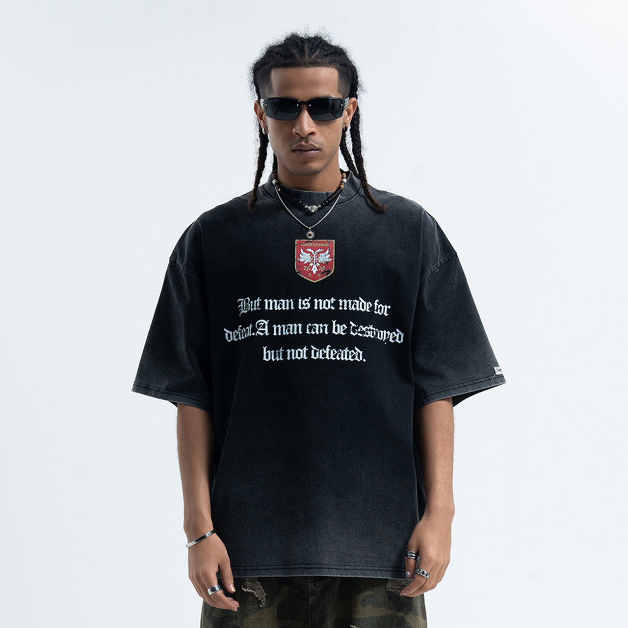 Motivational t-shirt retro grunge top old slogan tee in black