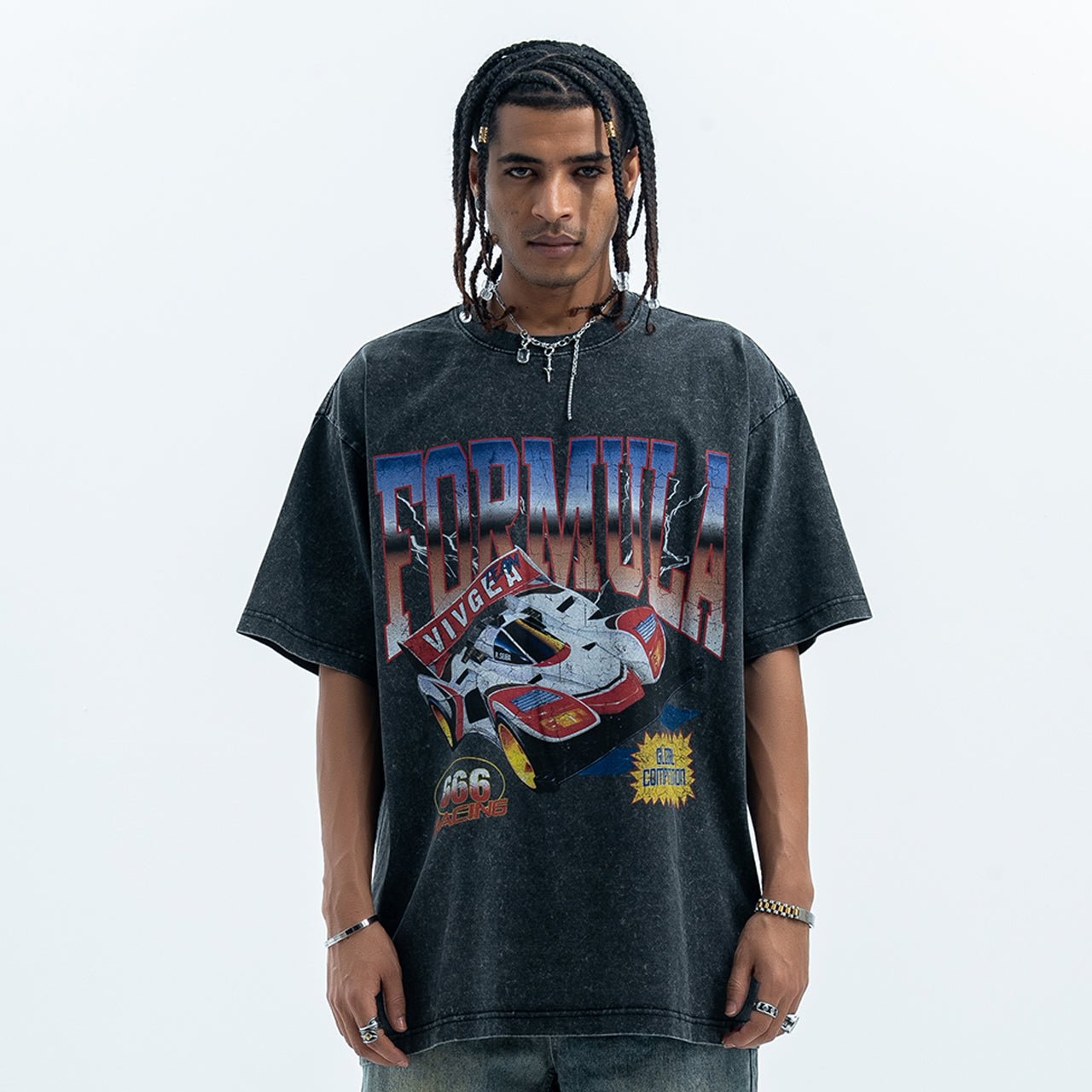 Racing t-shirt f1 top sports car tee grunge motorsports jumper in grey