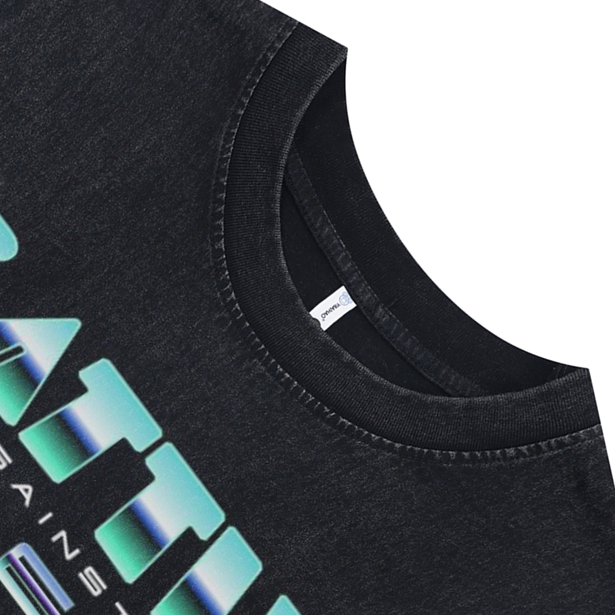 Alien monster sleeveless t-shirt creepy cartoon vest 00s retro spaceman tank top in acid wash black