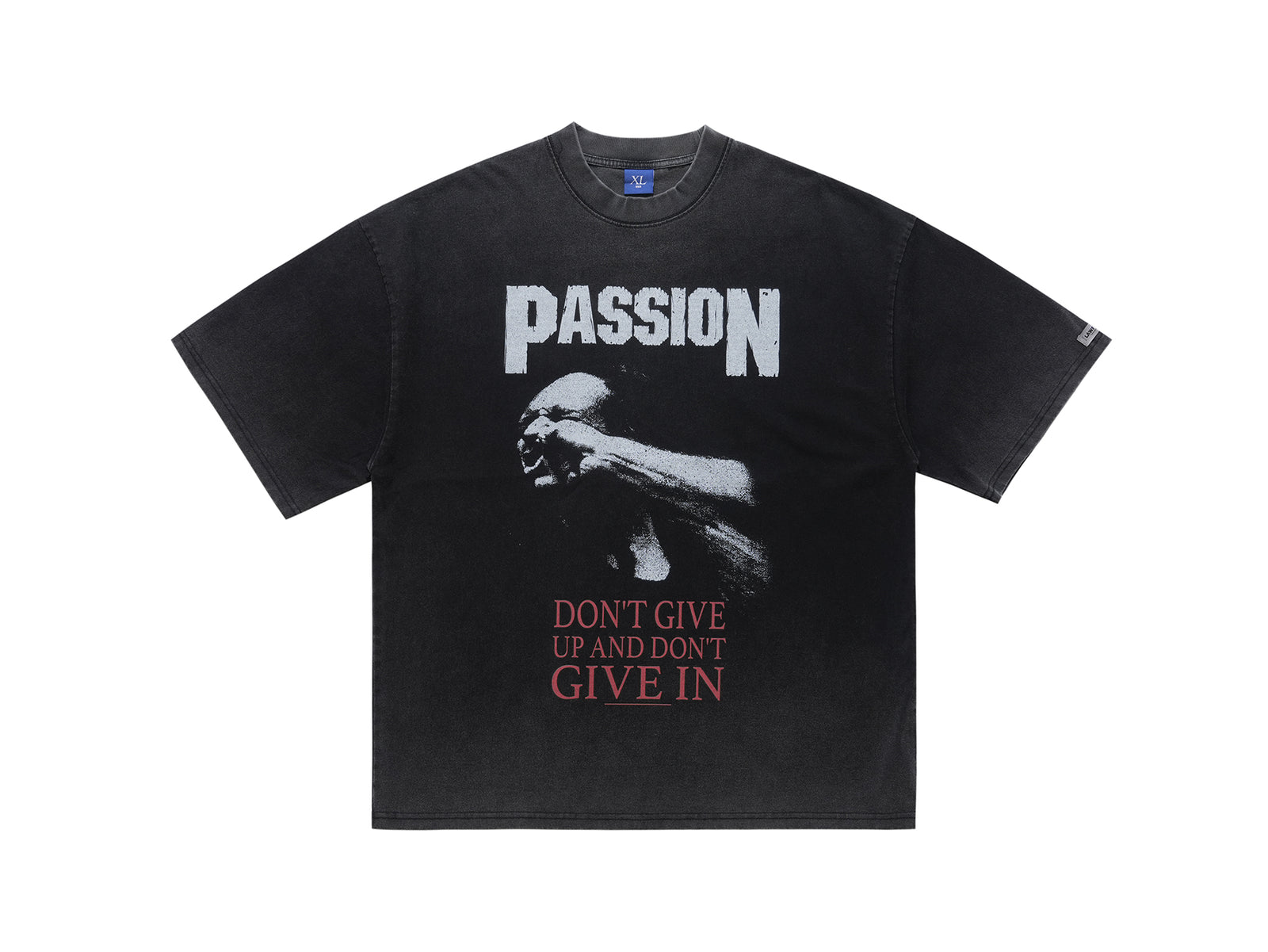 Boxer t-shirt motivational top grunge hip-hop tee in black