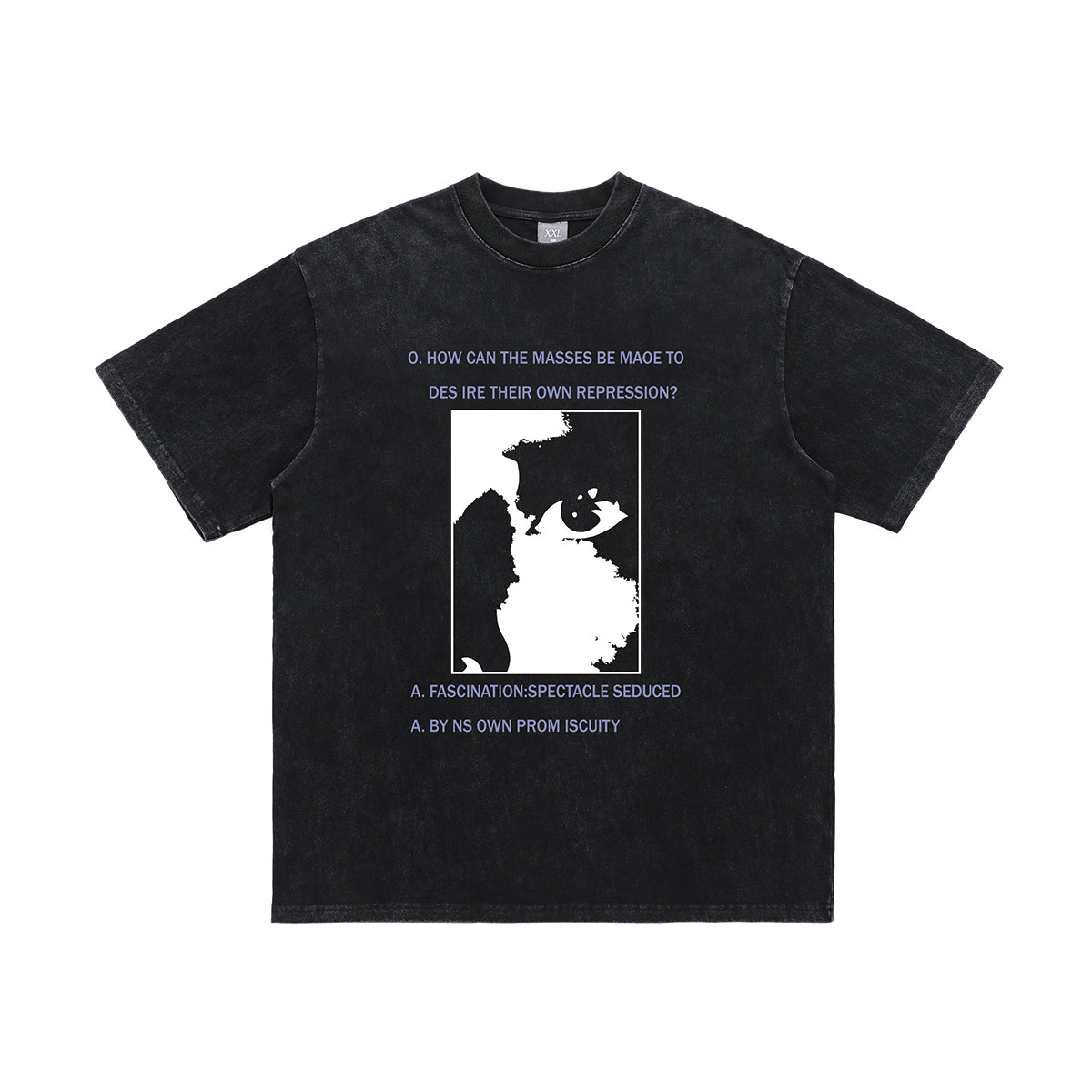 Creepy eye t-shirt grunge slogan tee in black