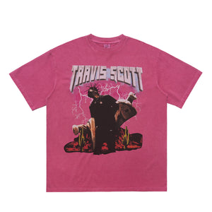 Vintage Travis Scott t-shirt retro rapper tee hip-hop top in pink