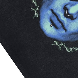 Cyberpunk sleeveless t-shirt psychedelic vest futuristic tank top in acid wash black