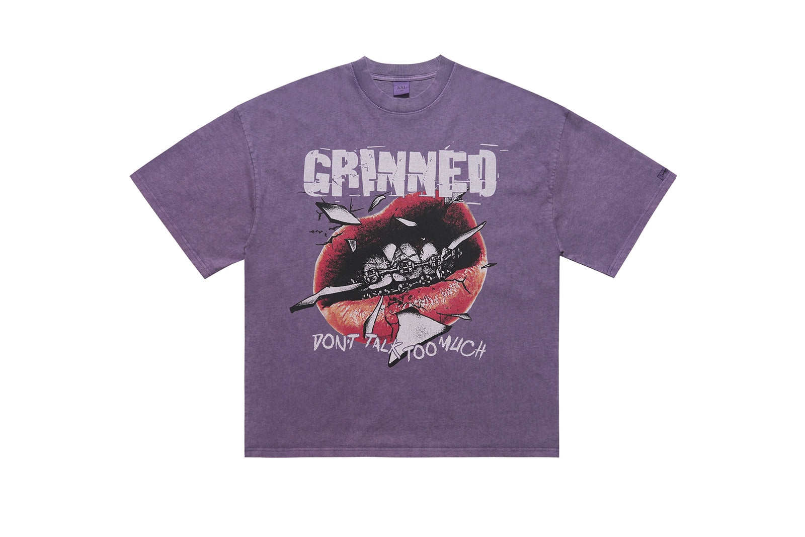Grillz t-shirt mouth print top grunge hip-hop tee rapper jumper in purple