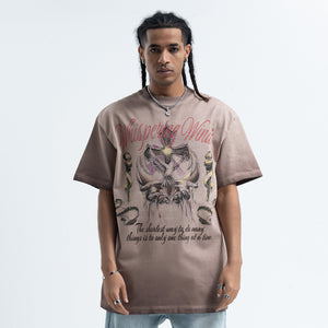Psychedelic t-shirt white dove top retro religion tee in cream