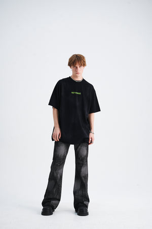 Creepy skeleton t-shirt bones cartoon top scary skull tee in black