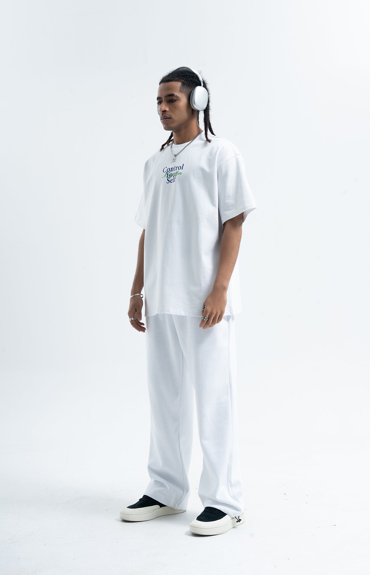 Control slogan t-shirt motivational top 90s tee in white