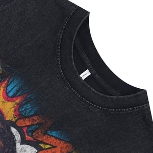 Rapper sleeveless t-shirt vintage gangster vest hip-hop tank top in acid wash black