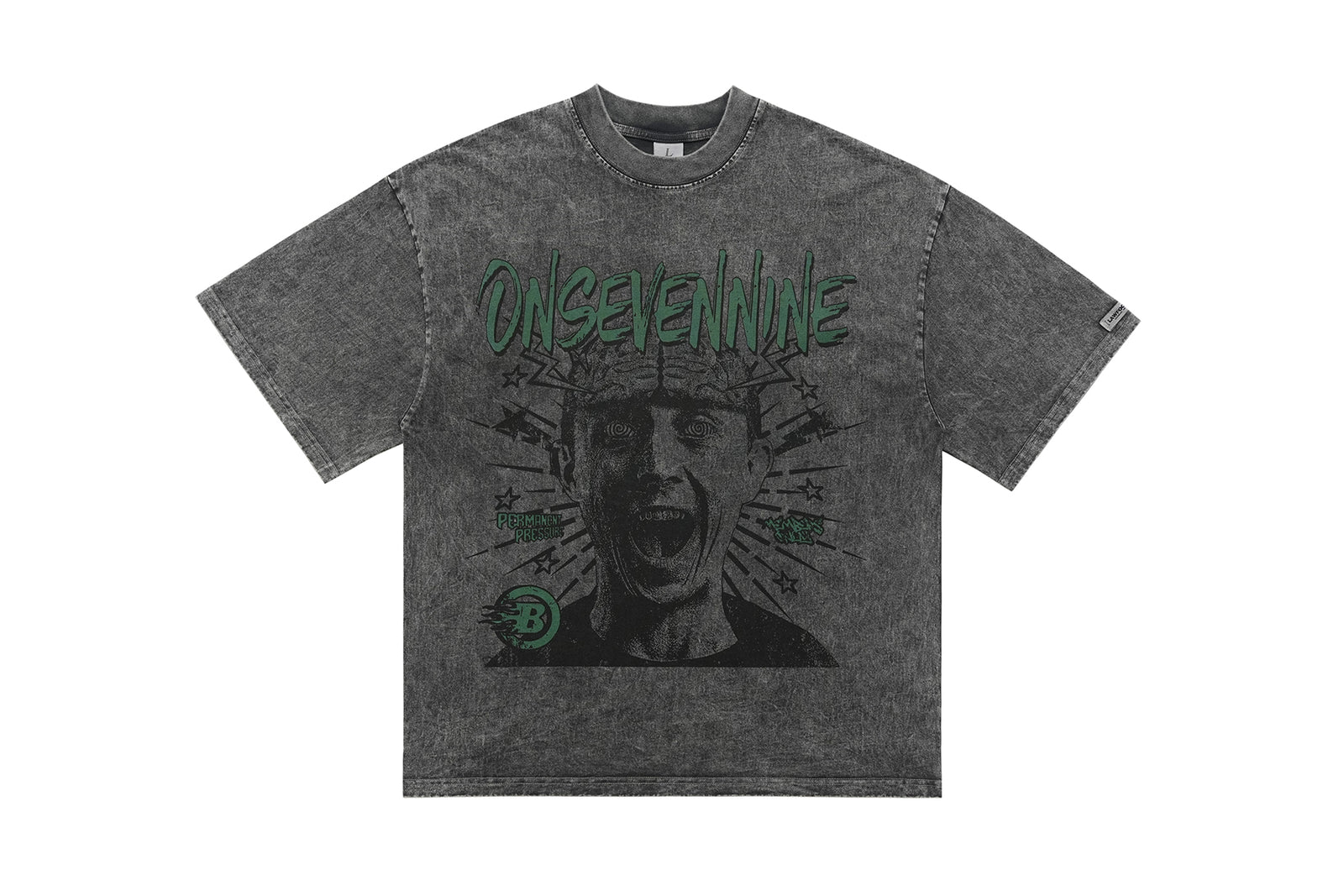 Psycho t-shirt creepy man print top brain tee in  grey