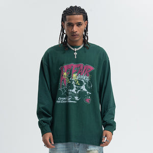 Cyberpunk long sleeve top virtual reality t-shirt in green