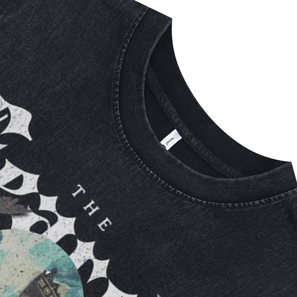 King print sleeveless t-shirt medieval cartoon vest 80s poster psychedelic tank top in acid wash black