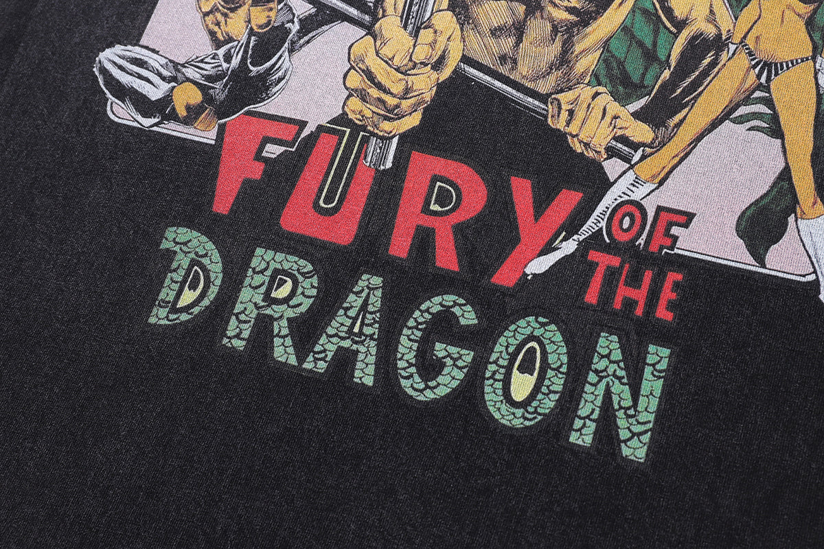 Vintage Bruce Lee t-shirt martial arts tee retro movie top in grey