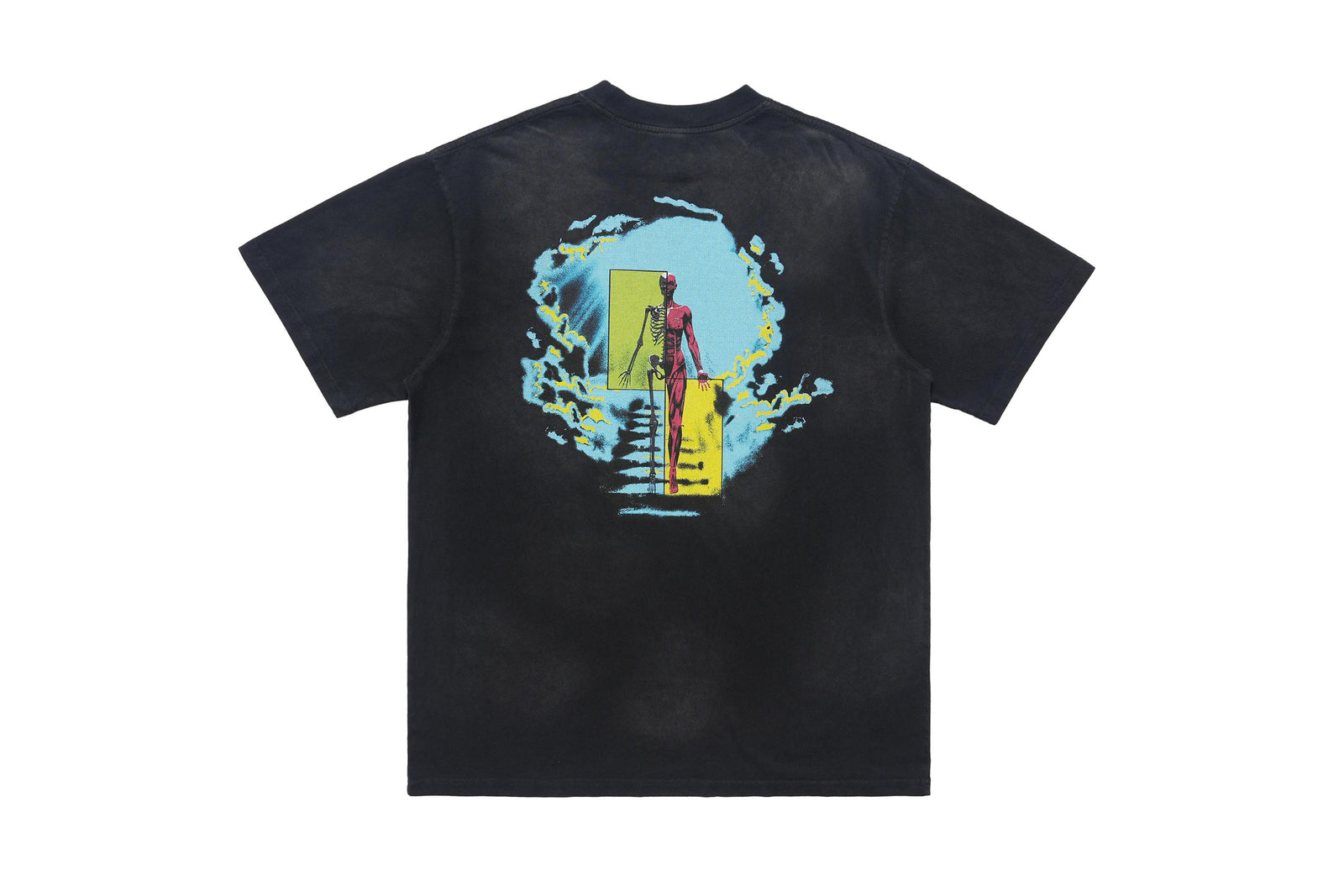 Creepy skeleton t-shirt bones cartoon top scary skull tee in black