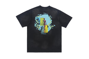 Creepy skeleton t-shirt bones cartoon top scary skull tee in black