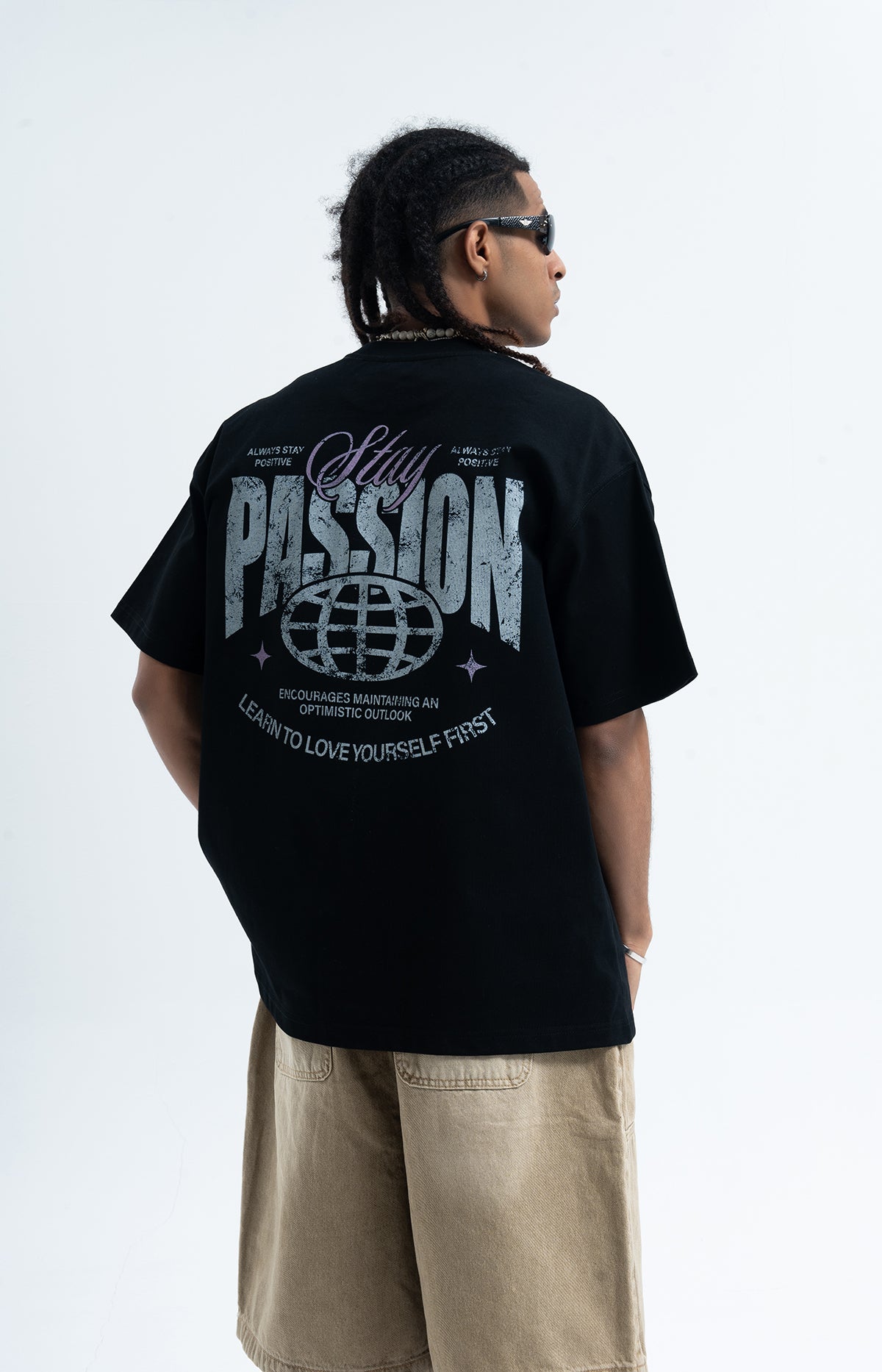 Passion slogan t-shirt grunge punk top rocker tee in black
