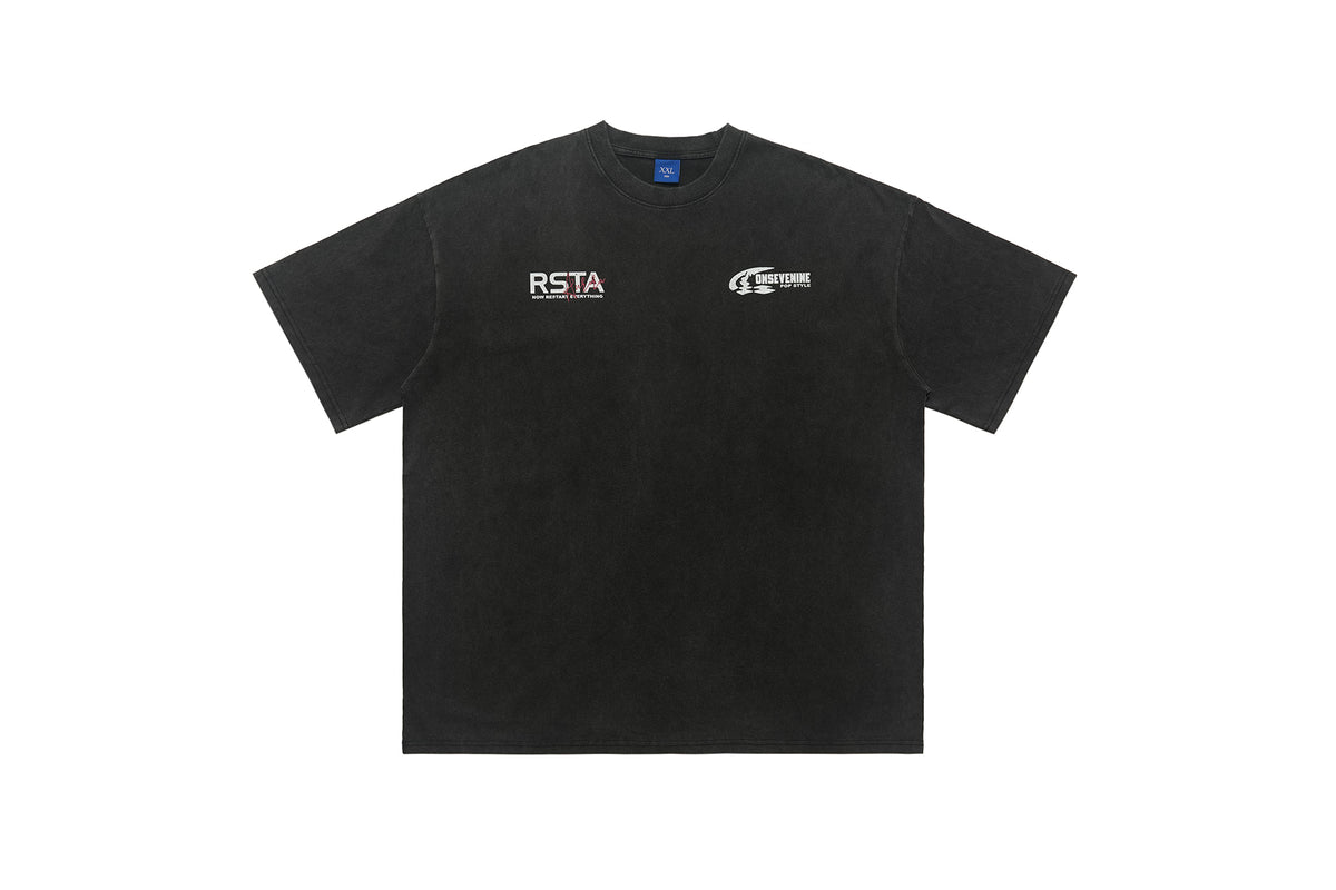 Restart slogan t-shirt grunge top 00s tee in black