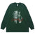 Fuck off slogan jumper pinup girl print top long sleeve retro grunge t-shirt in green