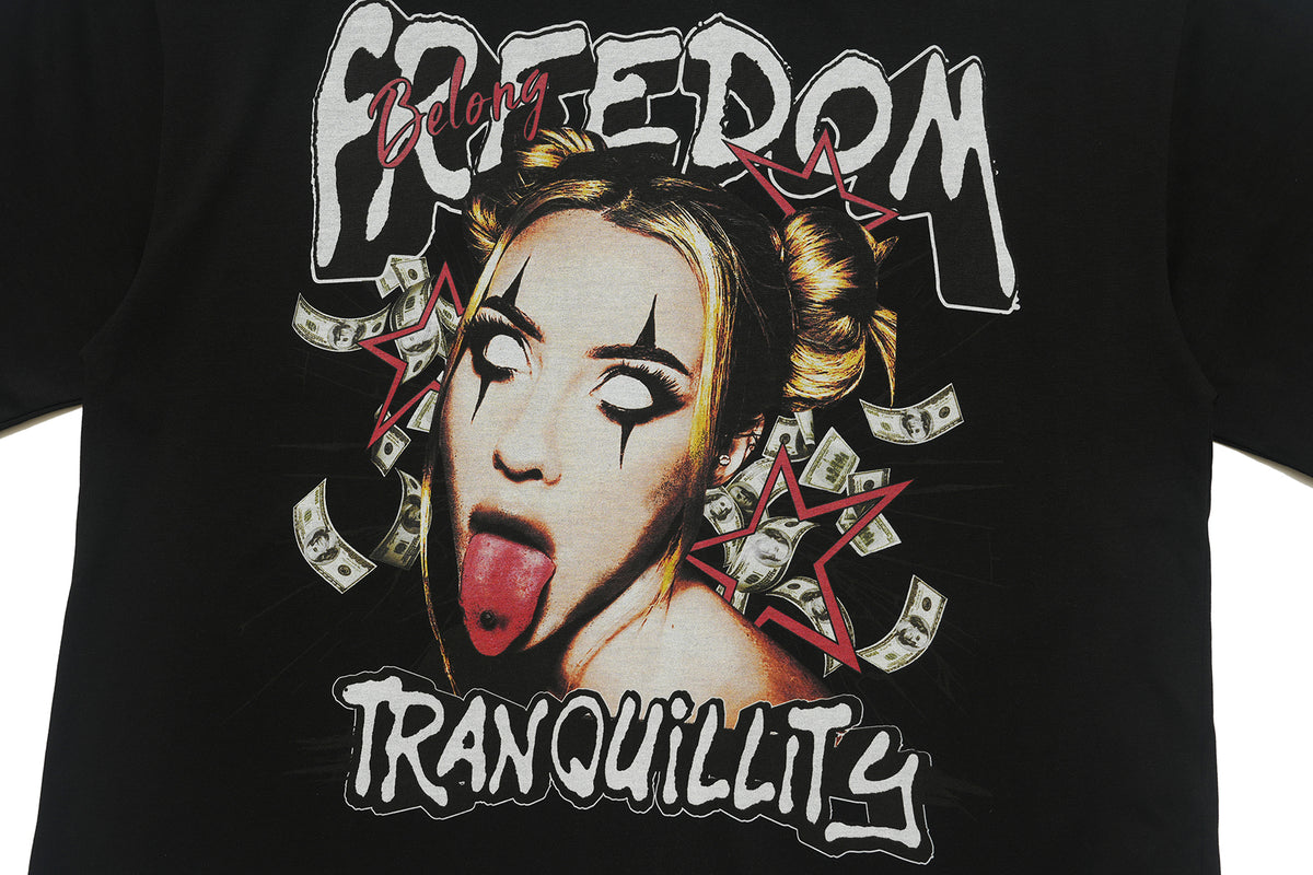 Freedom t-shirt piece slogan tee creepy y2k girl print top in white