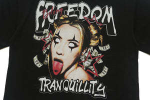 Freedom t-shirt piece slogan tee creepy y2k girl print top in white