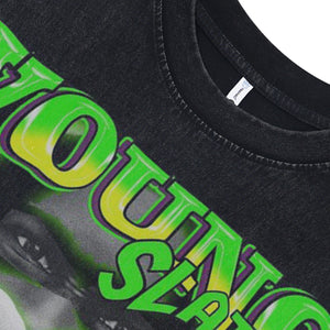 Young thug sleeveless t-shirt vintage rapper vest hip-hop tank top in acid wash black