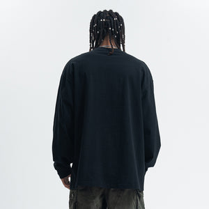 Cyberpunk top long sleeve psychedelic jumper raver print t-shirt in black