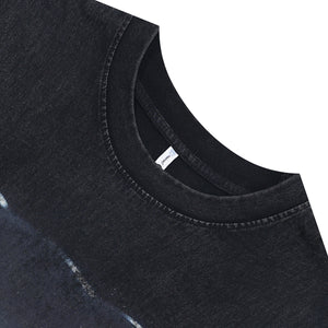 Creepy cat sleeveless t-shirt x-ray cartoon surfer vest 00s grunge kitten tank top in acid wash black