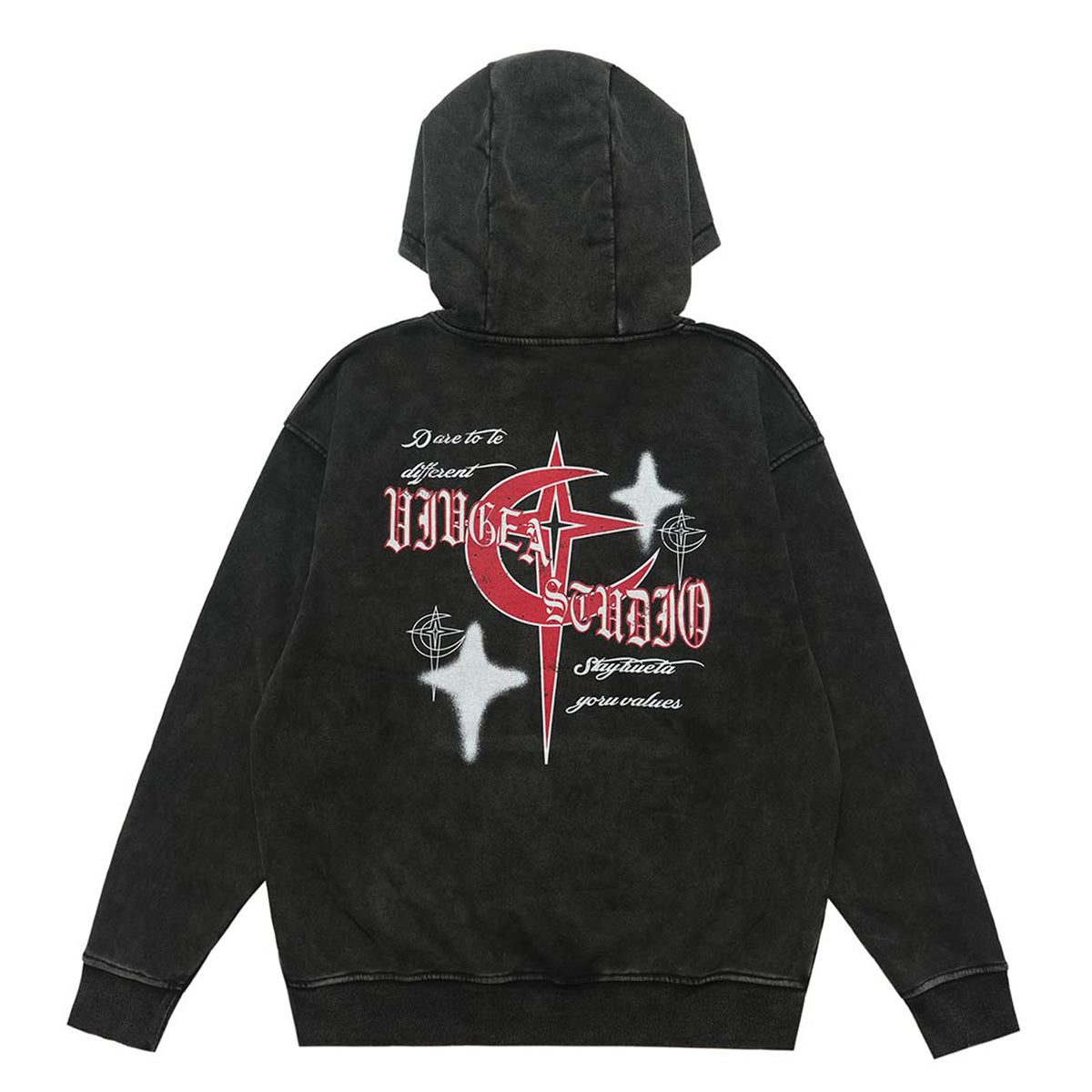 Anti war hoodie retro piece pullover grunge vintage wash jumper in acid grey