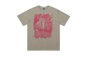 Psychedelic t-shirt Aura top Angel print tee in Brown