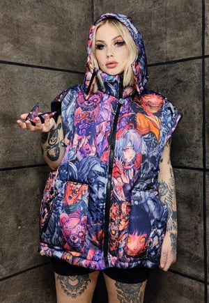 Anime bomber jacket handmade detachable Naruto puffer purple