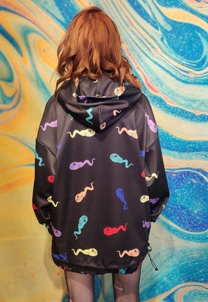 Emoji baggy hoodie handmade y2k cat cartoon pullover black