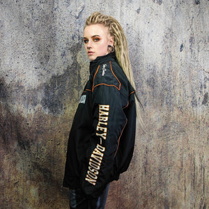 Motorbike jacket Harley biker bomber multi patch motorcycle varsity vintage Davidson letterman grunge patchwork coat in black