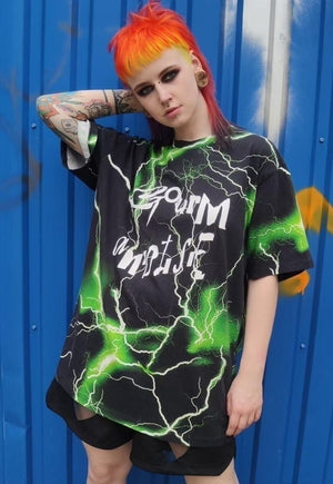 Light strike t-shirt neon thunderstorm tee in green black