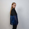 Transparent blazer see-through jacket going out coat fancy dress bomber catwalk blazer sheer glam rocker top satin varsity in blue black