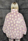 Floral fleece jacket handmade reversible daisy bomber pink