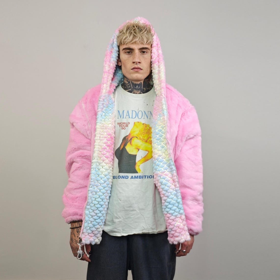 Pink faux fur joggers ski pants fleece trousers retro rave overalls fluffy bottoms festival set burning man outfit winter hotpants