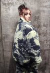 Gradient fleece bomber handmade tie-dye punk camo jacket