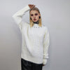 Fluffy white sweater embellished luxury jumper long hair studded pullover going out top party sweat fancy dress knitted wedding blouse