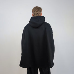 Gothic cape raised neck punk hoodie utility poncho gorpcore cloak asymmetric pullover cyberpunk ninja jumper Japanese Yamamoto sweatshirt