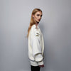 Utility sweater buckle finish jumper gorpcore top cut out shoulder top metal badge knitted pullover cyber punk sweatshirt in off white