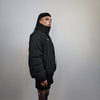 Utility bomber jacket striped puffer gorpcore coat techno varsity punk coat grunge jacket in black