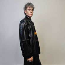 Laden Sie das Bild in den Galerie-Viewer, Faux leather biker jacket detachable sleeves PU rocker bomber 2 in 1 grunge utility coat premium motorcycle jacket motor sport coat in black