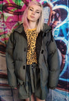 Luminous bomber shiny jacket reflective raver puffer green