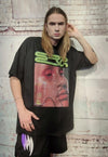 Raver t-shirt graffiti tee cyber robot print punk top black