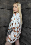 Teddy bear t-shirt handmade animal print rave top in cream