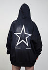 Star patchwork hoodie heavy premium washed pullover black